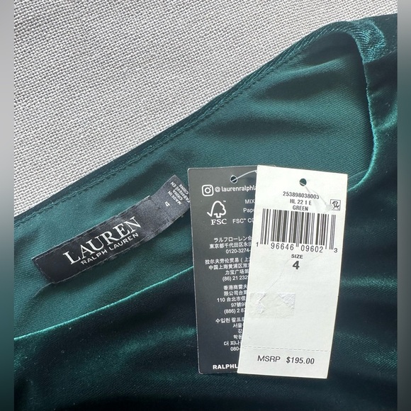 Ralph Lauren Green Velvet Cocktail Dress New - Picture 6 of 8